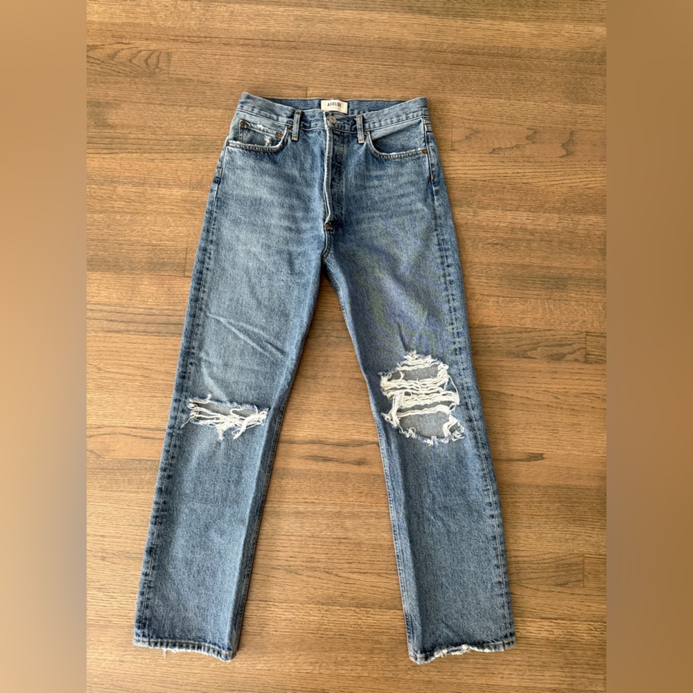 Agolde 90's Pinch Waist High Rise Distressed Jeans-Size 28 - Picture 4 of 16